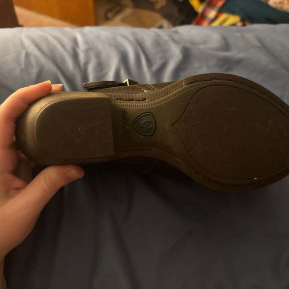 Ariat Dulce Black Leather Western Ankle Booties with Silver Buckle - Picture 2 of 5